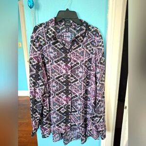 Jones New York Women's L BOHO Button Front Blouse Pre-owned